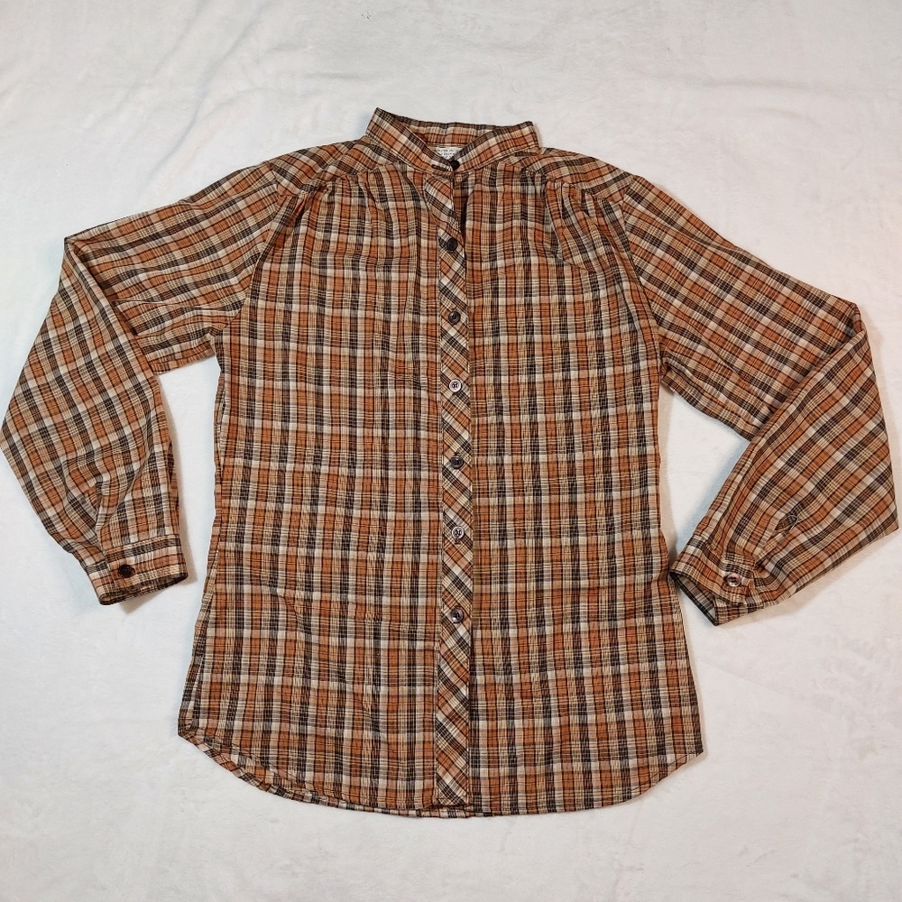 Sears Vintage Plaid Button Down Shirt Size Medium